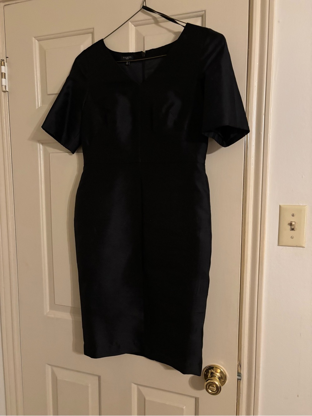 Talbots Black Midi Sheath Dress with Short Sleeves